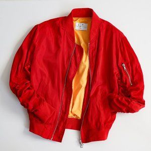 Lifted Anchors Women's Small Blood Orange Bomber Jacket / Retro Vibrant
